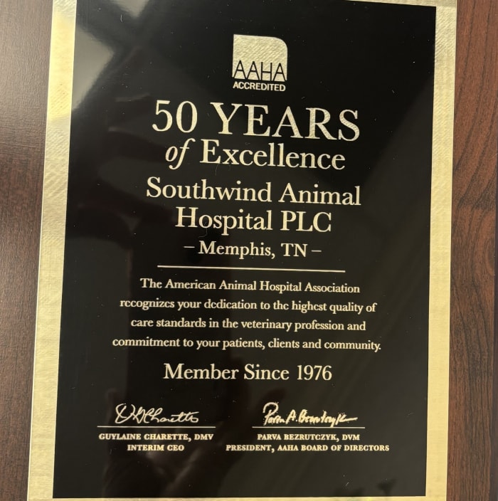 50 Years AAHA Accreditation Plaque